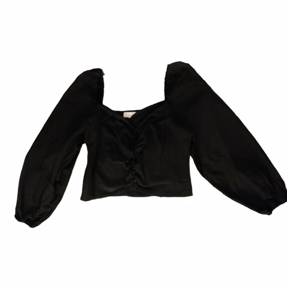 Topshop Long Sleeve Ruched Crop Top